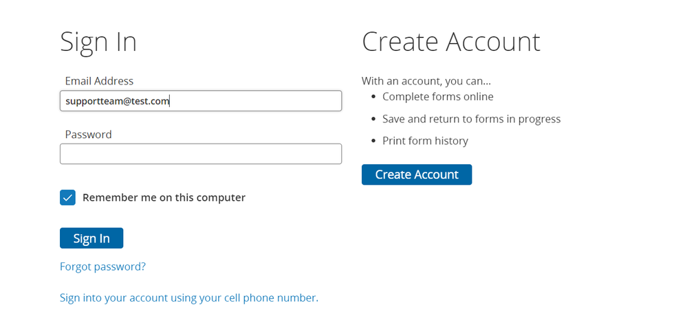Screenshot illustrating the “Forgot password" link
