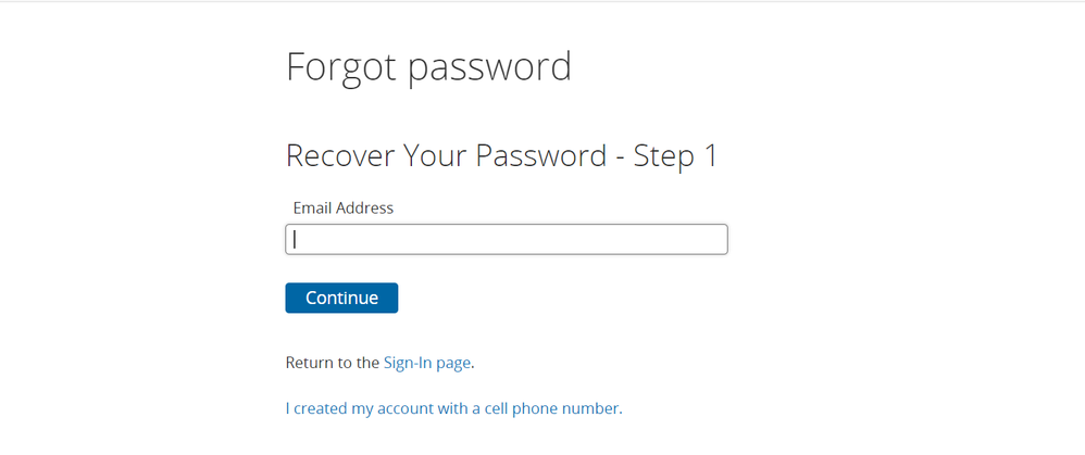 Screenshot illustrating password recovery step 1