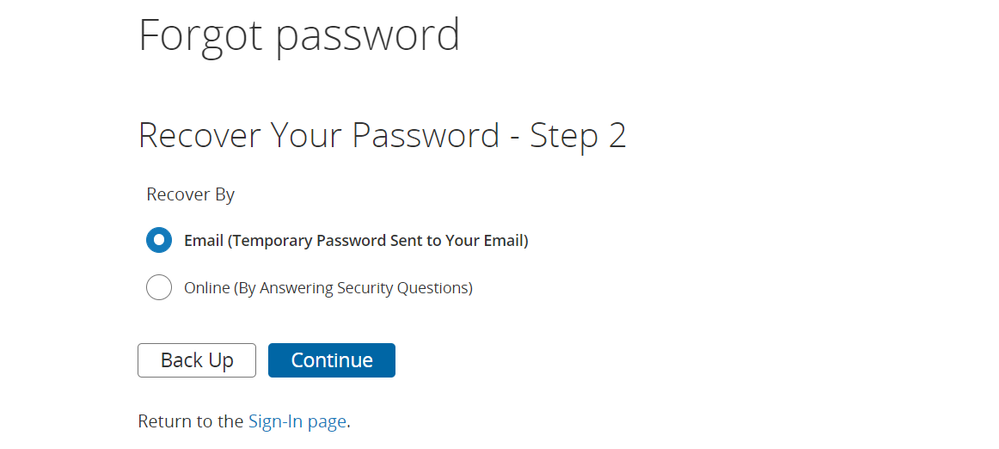 Screenshot illustrating password recovery step 2