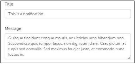 Screenshot illustrating the Title and Message fields