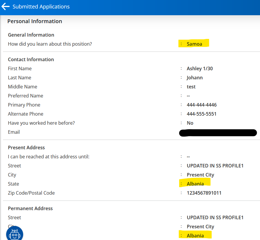 Submitted Application- Applicant View