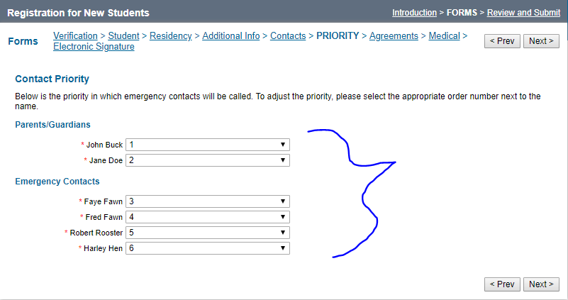Screenshot illustrating setting the priority on the priority page